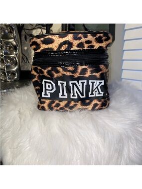 Vintage Y2K PINK Leopard Print Cosmetic Case